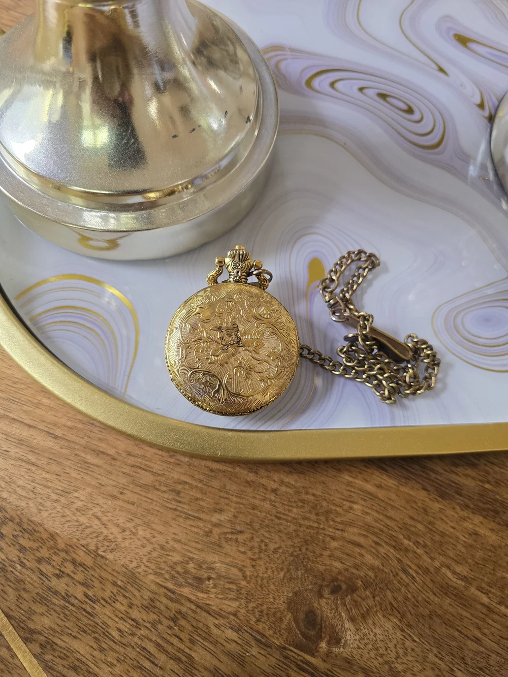 Gold Pocket Watch It Eagle Quartz - Gold Finish Working Cond